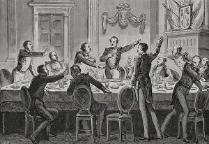 Allegiance Prints: Baldomero Espartero holding a banquet with all his officers and Baron Nordenflicht