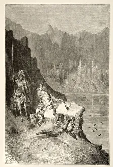 1882 Prints: Balin Slays Sir Lanceor, from Stories of the Days of King Arthur by Charles Henry Hanson