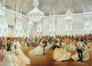 Elegant Prints: Ball in the Concert Hall of the Winter Palace during the Official Visit of Nasir al-Din Shah in May Artist: Zichy