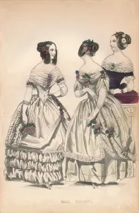 Cut Flower Prints: Ball Dresses, 19th century. Creator: Unknown