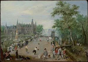 Courtship Prints: A Ball Game Before a Country Palace, about 1614. Creator: Adriaen van de Venne
