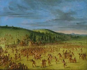 Teepee Gallery: Ball-play of the Choctaw--Ball Up, 1846-1850. Creator: George Catlin