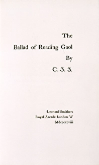 Leonard Prints: The Ballad of Reading Gaol by C.3.3. 1898. Creator: Unknown