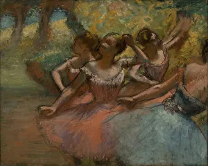 Rehearsal Prints: Four Ballet Dancer on Stage, 1885-1890. Creator: Degas, Edgar (1834-1917)