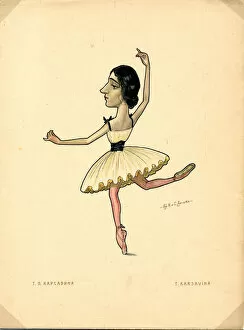 Ballet dancer Tamara Karsavina (From: Russian Ballet in Caricatures), 1902-1905