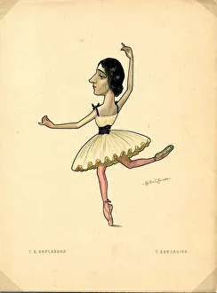 Karsavina Prints: Ballet dancer Tamara Karsavina (From: Russian Ballet in Caricatures)
