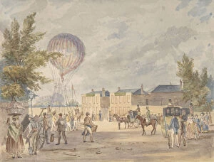 Ascending Gallery: Balloon Ascending Near the Entrance to Lords Cricket Ground, 1839, ca. 1839