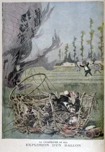 Images Dated 4th May 2007: Balloon explosion in Hal, Belgium, 1895. Artist: Henri Meyer