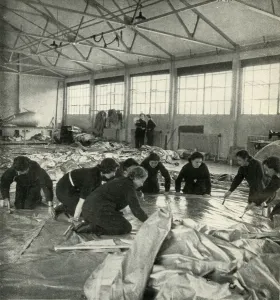 Air Force Prints: Balloon Fabric Workers, c1943. Creator: Cecil Beaton