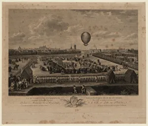 Balloonist Prints: The balloon of Jean-Pierre Blanchard ascending from Lille on August 26
