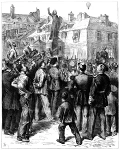 A balloon from Paris passing over Versailles, Franco-Prussian War, 1870 (1871)