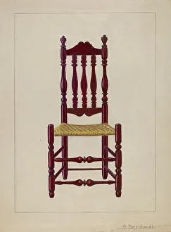 Rush Bottom Prints: Baluster Back Chair, c. 1936. Creator: Gerald Bernhardt