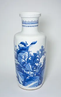 Kangxi Period Prints: Baluster Vase with Figures and Pavillions amid Mountainous... Qing dynasty, (1662-1722)