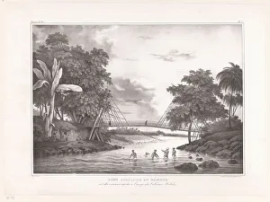 Java Indonesia Prints: Bamboo bridge, Java, 1833. Creator: Henricus Leonardus van den Houten