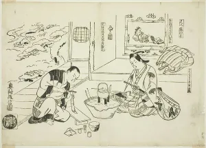 Torii School Prints: The Bamboo Flute and the Potted Tree (Shakuhachi hachi-no-ki)