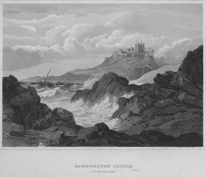 Bamburgh Prints: Bamburgh Castle, Northumberland, 1814. Artist: John Greig