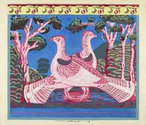 Grouse Prints: Bandbox Design (Grouse), 1937. Creator: Harold Merriam