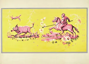 Bandbox Design - Hunting Scene, c. 1936. Creator: Harold Merriam
