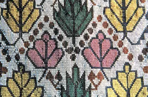Detail of a Bandolier bag displaying 19th century woven beadwork, 19th century