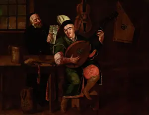 Krakow Poland Prints: Bandura Player with a Jew, c1800. Creator: Michal Stachowicz