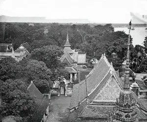 Thailand Southeast Asia Prints: Bangkok, Siam (Thailand): the view towards Thonburi from high up on Wat Arun