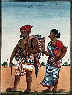 Stripe Prints: Bangle maker and his wife. Creator: Unknown