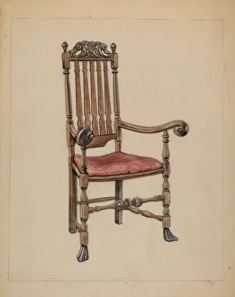 Rosenshield Von Paulin Prints: Banister-back Armchair, 1935 / 1942. Creator: M. Rosenshield-von-Paulin