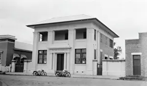 Motorcycle Prints: Bank of Australasia, Toogoolawah, Queensland, 1928. Creator: Jack Bain
