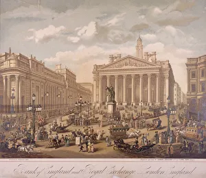 Stock Market Prints: Bank of England and Royal Exchange, London, c1860. Artist: F Appel