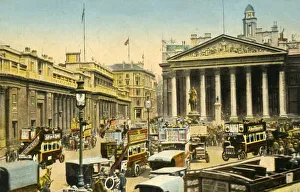 Traffic Prints: The Bank of England and Royal Exchange, London, c1910. Creator: Unknown