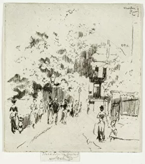 Sidewalk Gallery: Bank Holiday, Corner of Beaufort Street, Chelsea, 1888-89. Creator: Theodore Roussel