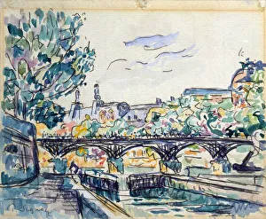 Paul Victor Jules Signac Prints: Bank of the Seine Near the Pont des Arts with a View of the Louvre