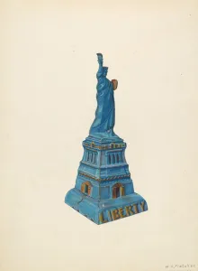 Money Box Prints: Bank: Statue of Liberty, c. 1940. Creator: William O. Fletcher