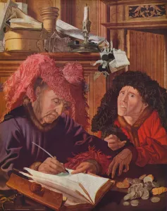 Banker Prints: Two Bankers or Usurers, c1540, (1939). Artist: Marinus van Reymerswaele