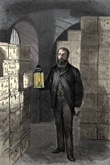 Banknote Prints: Banknote store in the vaults of the Bank of England, c1870