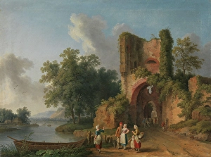 Ruin Landscape Prints: From the Banks of Arques, 1768. Creator: Jacob Philip Hackert