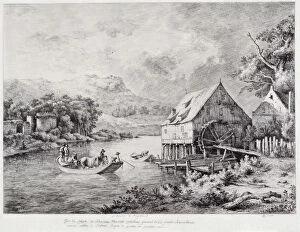 Boissieu Gallery: A mill on the banks of the River, 1774. Artist: Boissieu, Jean-Jacques, de (1736-1810)