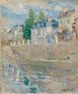 Oslo Prints: On the Banks of the Seine at Bougival, 1883. Creator: Morisot, Berthe (1841-1895)