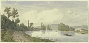 Waters Edge Prints: Banks of the Seine near Fontainebleau, 19th century. Creator: Karl Peter Burnitz