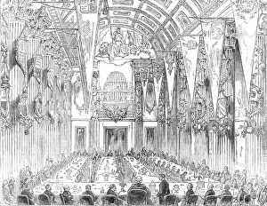 Banqueters Prints: Banquet in the Egyptian Hall, at the Mansion-House, 1850. Creator: Unknown
