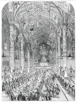 Banqueters Prints: The Banquet in the Guildhall at York, 1850. Creator: Unknown