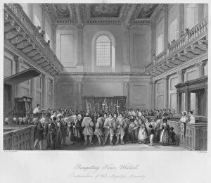 Banqueting House, Whitehall. Distribution of Her Majestys Maundy, c1841. Artist: Henry Melville