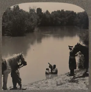 Baptising in the Jordan, c1900