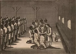 Discrimination Collection: Baptism of black slaves, 1757. Creator: Anonymous