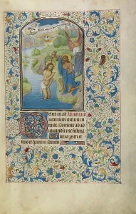 Vrelant Guillaume Prints: The Baptism of Christ; Arenberg Hours, early 1460s. Creator: Willem Vrelant