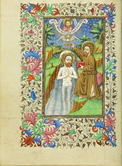 River Jordan Asia Prints: The Baptism of Christ; Book of Hours, about 1430-1440. Creator: Fastolf Master