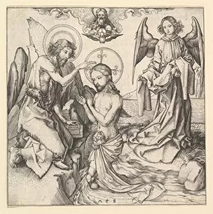 Schongauer Collection: Baptism of Christ, ca. 1470-1474. Creator: Martin Schongauer