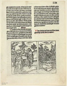 Letterpress Prints: The Baptism of Christ and Forest Scene from Leven Christi (Life of Christ)