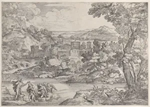 The Baptism of Christ at lower left, within a landscape, 1626-80. 1626-80