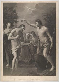Guido Gallery: The Baptism of Christ; Saint John the Baptist at right and Christ at left with his